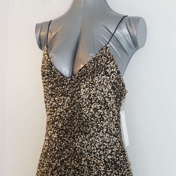 alice and olivia black and gold dress